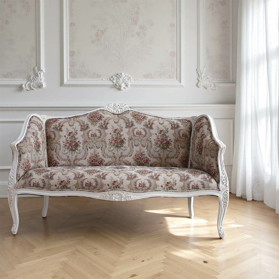 ロココ調 ジュリア 2人掛け ソファ ホワイト 画像7