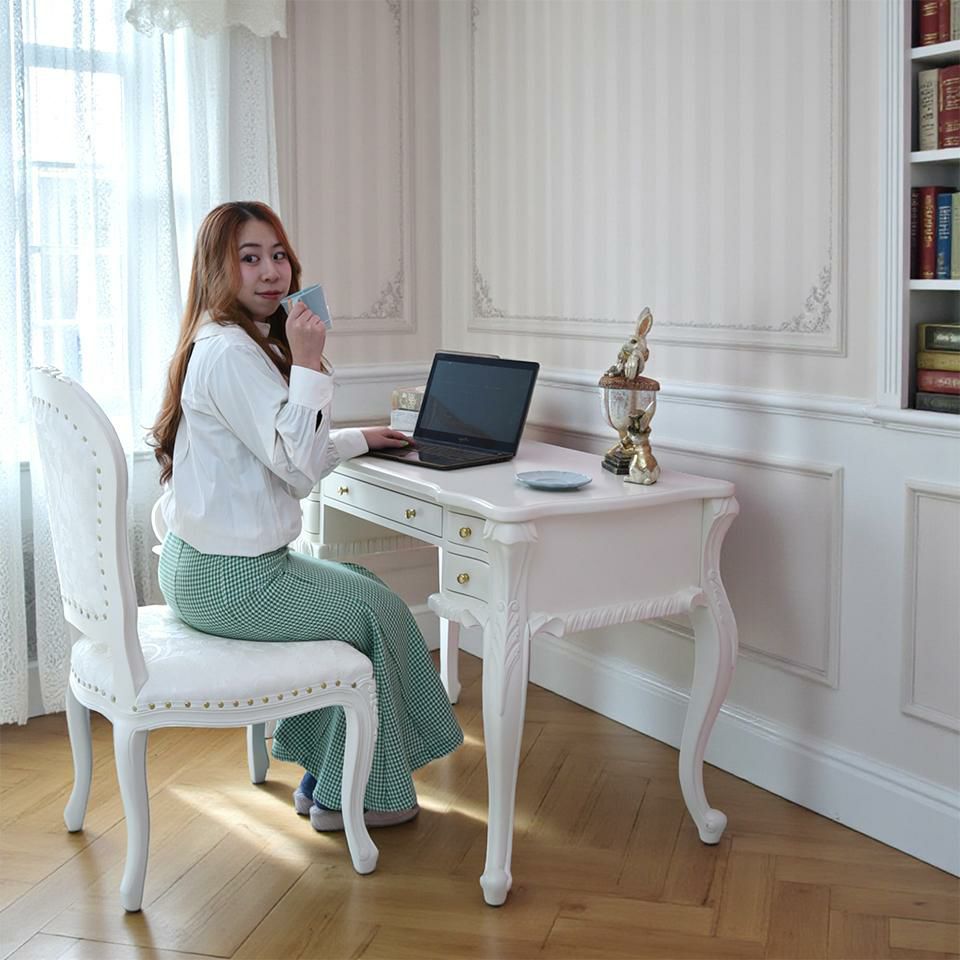 ロココ調 デスク ホワイト 机 画像4